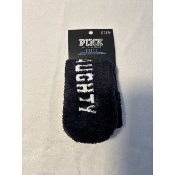 Victoria's Secret PINK Crew Socks black Naughty Cozy Plush One Size NWT - Picture 5 of 5